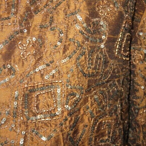 Chico's Vintage Hand Beaded Sequined Gold & Black Metallic Jacket chico 2 US 12 - Picture 4 of 9